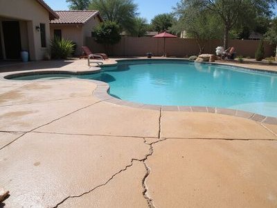 Before - Cracked pool deck